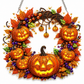 🍂 Autumnal pumpkin wreath with a diamond pattern to hang up – Complete DIY kit