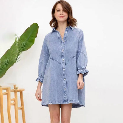 ✨Women’s Button-down Denim Shirt Dress👗