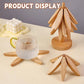 🎅Xmas Sales - 50% OFF🎄✨Natural Tree Trivet Set - 4 Wooden Trivets & 1 Stand Like a Christmas Tree