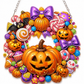 🍂 Autumnal pumpkin wreath with a diamond pattern to hang up – Complete DIY kit