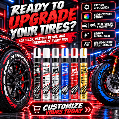 🎉Tire Letter Paint Pen – Permanent-Style DIY Tire Lettering Marker, Waterproof, UV-Resistant & Heat-Resistant for Cars & Motorcycles🔥