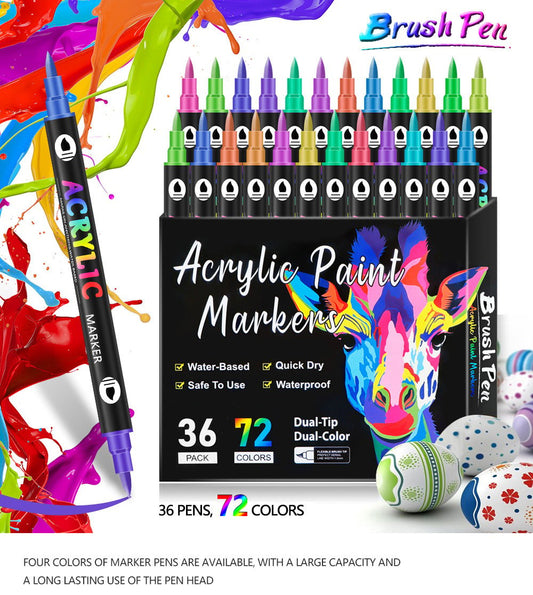 🎄Christmas Sale 50% OFF!!🎅Dual Tip Acrylic Brush Marker Pens🔥