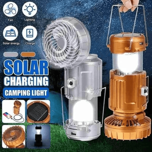 🔥Last Day Sale⏰⛺Portable Stretchable Solar Lithium Battery Electric Fan + Emergency Light
