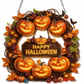 🍂 Autumnal pumpkin wreath with a diamond pattern to hang up – Complete DIY kit