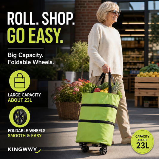 🔥Limited Offer ￡8.99!!⚡50K+ SOLD!🛍️2-in-1 Convertible shopping tote – hides wheels, holds 20kg, expands with zipper!