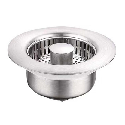 📢📢 50% OFF💧Push-Button Kitchen Sink Drain Stopper with Stainless Steel Body & ABS Food Scrap Filter Basket