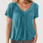 ⏰LIMITED HOT SALE JUST ￡13.99!!💥Women's Casual Pleated V-Neck Short-Sleeve Top