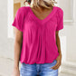 ⏰LIMITED HOT SALE JUST ￡13.99!!💥Women's Casual Pleated V-Neck Short-Sleeve Top