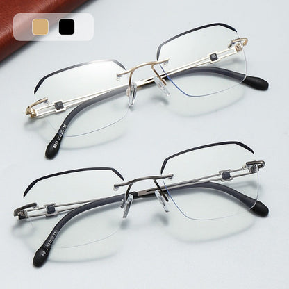 Fashionable HD Rimless Cut Rim 0°Anti Blue Light Glasses