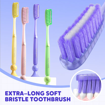 Extra-Long Soft Bristle Toothbrush With Suction Cup Base