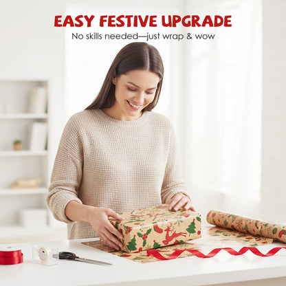 Vintage Christmas Kraft Paper for Gifts & Crafts