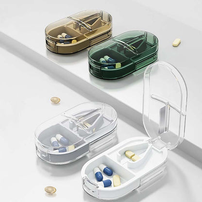 2-in-1 Portable Pill Cutter & Storage Organizer