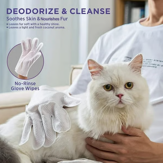🐾 BUY 2 GET 3! 🧤 RINSE-FREE PET GLOVES - Deep Cleans & Deodorizes in One Step, Soft Silicone Tips for Massage, Safe for Cats and Dogs 🐶🐱✨
