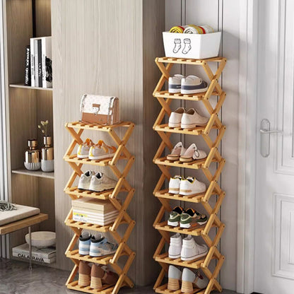 🔥50% discount while stocks last!🎉Durable, foldable bamboo shoe rack