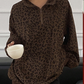 Women's Leopard Print Half Zip-Up Sweatshirt