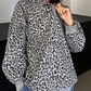 Women's Leopard Print Half Zip-Up Sweatshirt