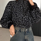 Women's Leopard Print Half Zip-Up Sweatshirt