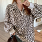 Women's Leopard Print Half Zip-Up Sweatshirt
