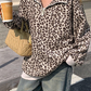 Women's Leopard Print Half Zip-Up Sweatshirt