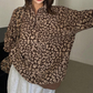 Women's Leopard Print Half Zip-Up Sweatshirt