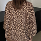 Women's Leopard Print Half Zip-Up Sweatshirt