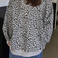 Women's Leopard Print Half Zip-Up Sweatshirt