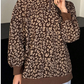 Women's Leopard Print Half Zip-Up Sweatshirt