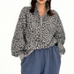 Women's Leopard Print Half Zip-Up Sweatshirt