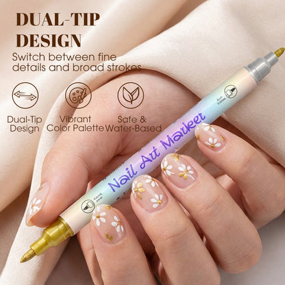 ⏳50% OFF Limited Offer💅Dual‑Tip Nail Art Pens🖌️