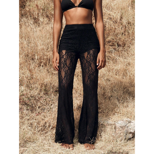🎉Limited Sale🎉Elegant Lace Flare Pants with High-Waisted Design