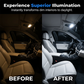 🚗20-Piece LED Car Lighting Kit: Includes roof lights, T10 parking lights, dual-tip reading lights, license plate lights, and interior lights