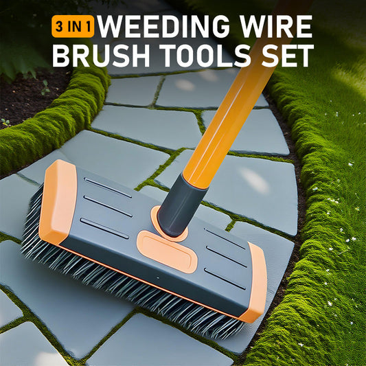 3-in-1 Weeding Wire Brush Tools Set – Durable Steel Brushes, Ergonomic Handle & Perfect for Patios, Driveways & Garden Paths 🏡