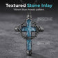 💞50K+ SOLD!✨Statement Cross Pendant – Crown of Thorns, Blue Stone Inlay, Vintage Edge 🖤