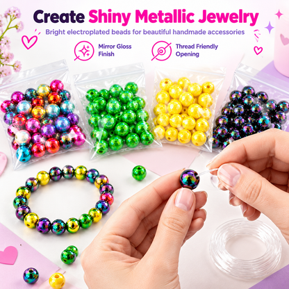 DIY Electroplated Glossy Round Beads Craft Set